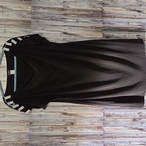 MSK Little Black Dress with Silver Embellished Shoulders Size 12 Stretchy